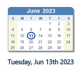 June 13, 2023 (Tuesday) .